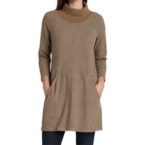 Prairie Underground Sweater Dress Raglan Sleeve High Neck Pockets Tan Medium